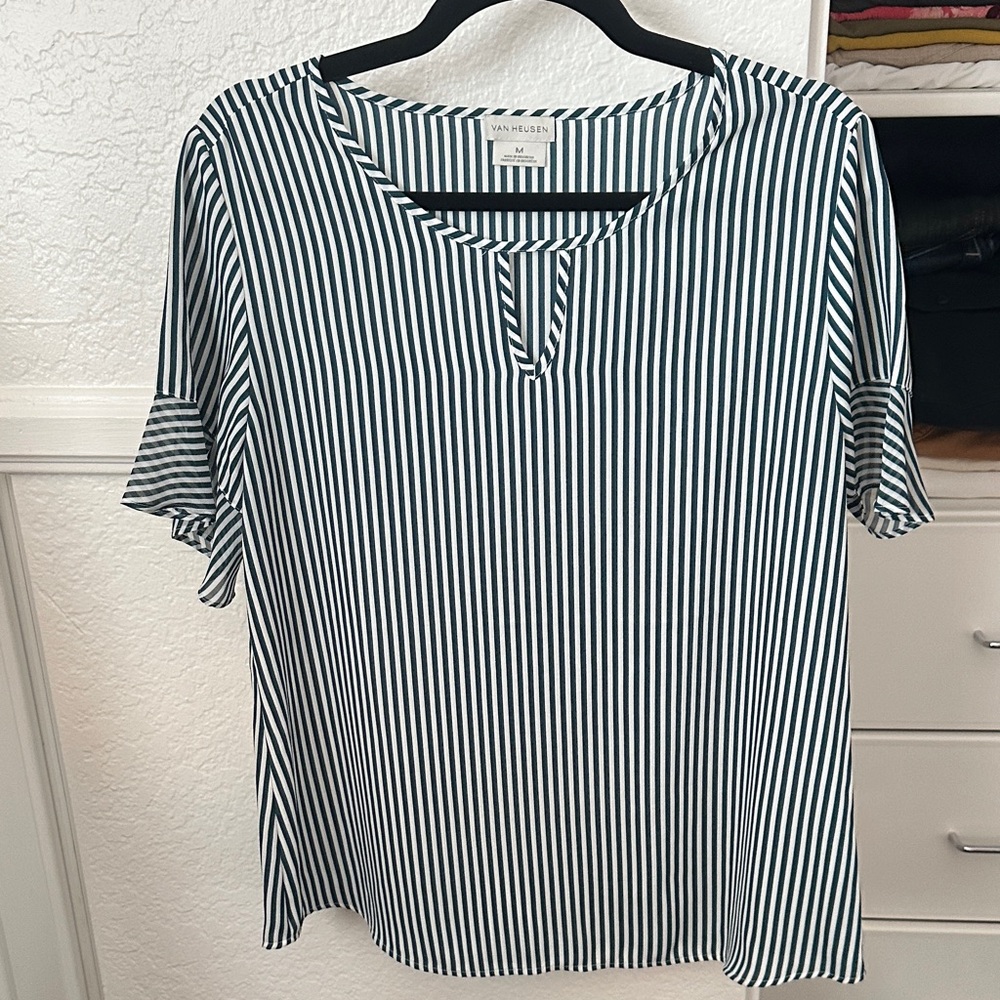 Van Heusen Blue and White Striped Top
